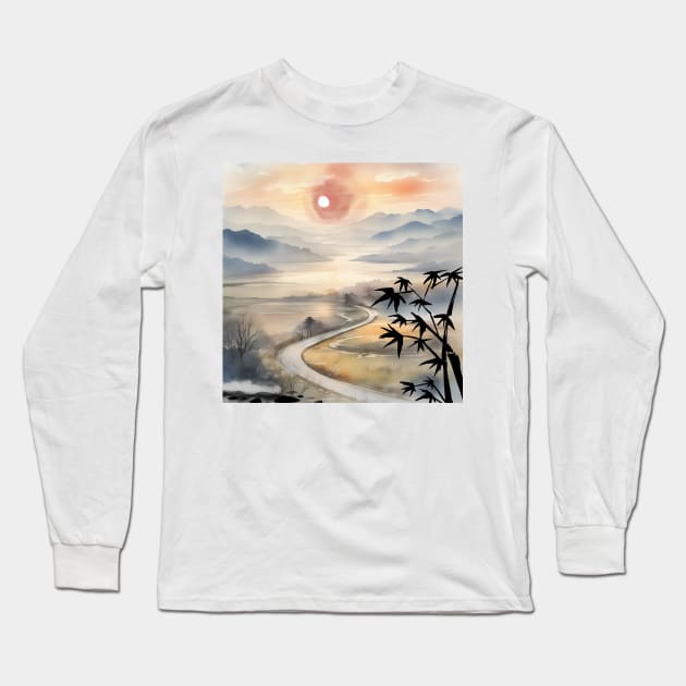 Korean painting, beautiful ink painting Long Sleeve T-Shirt by zzzozzo